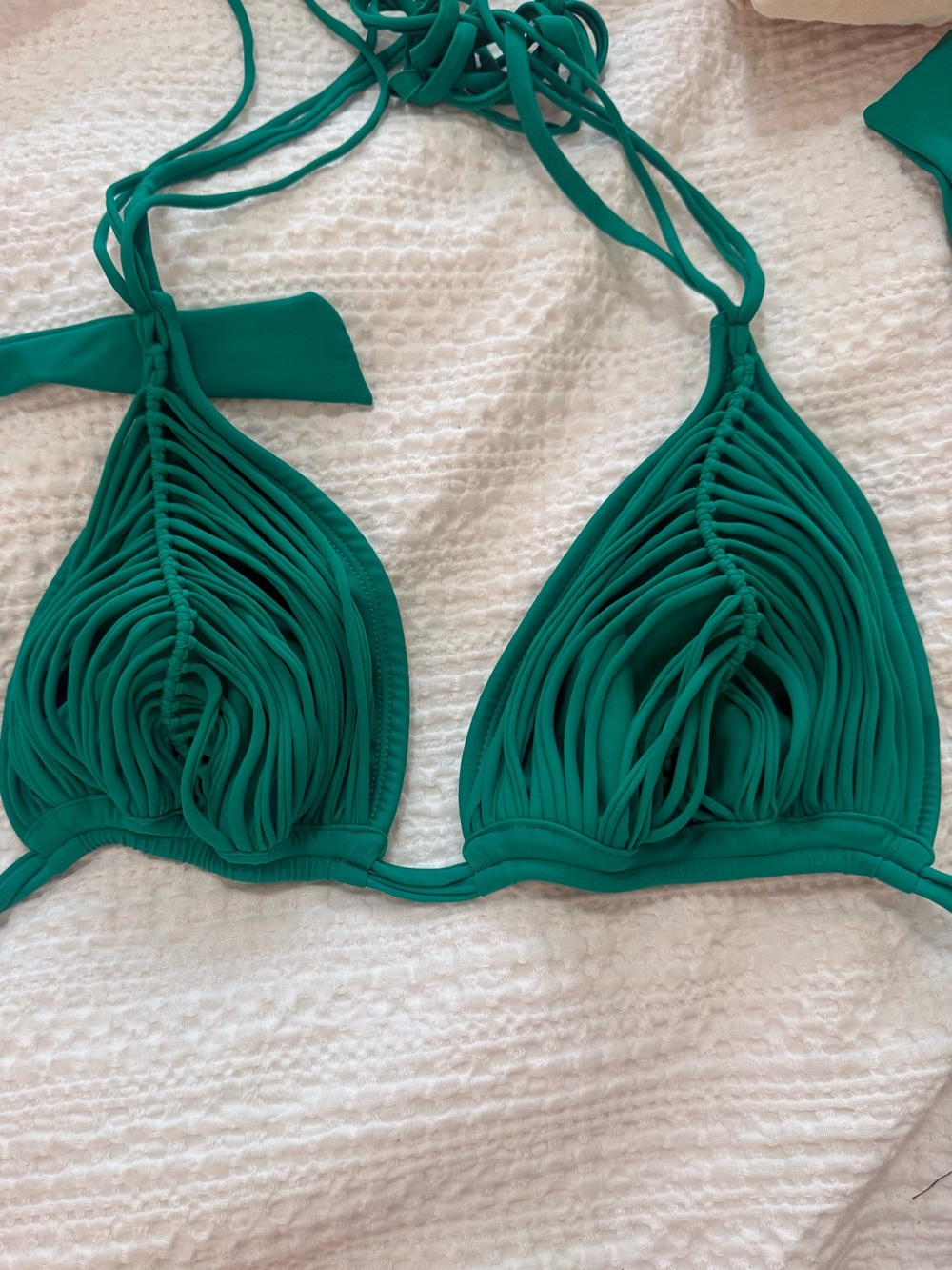 PQ Swim Teal Strappy Ruched Triangle Bikini Top
